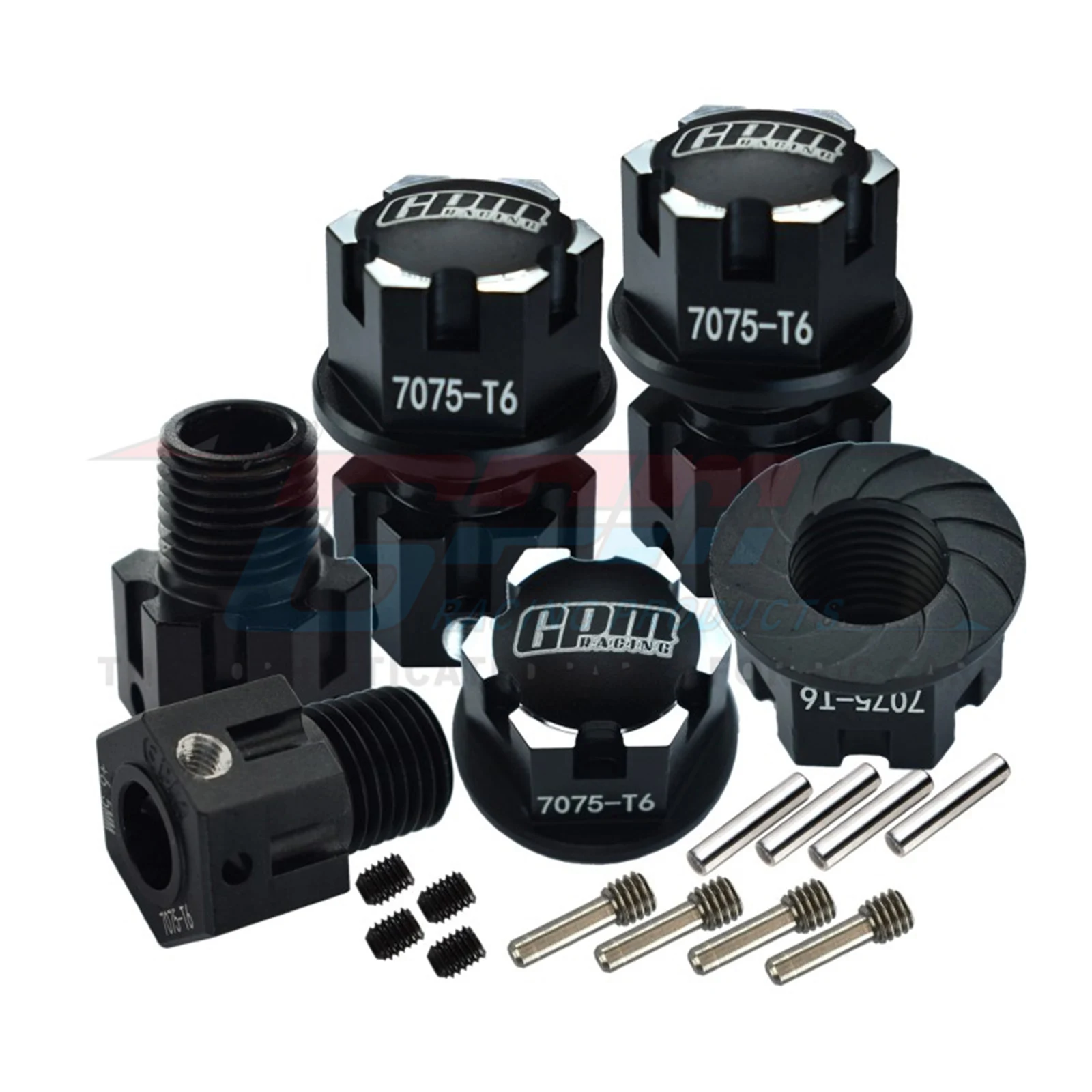 GPM Aluminum 7075 Hex Adapters (+6.5mm) And Wheel Lock For TRAXXAS 1/8 Sledge