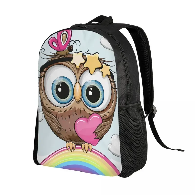 Mochila de viaje con dibujos de arcoíris para hombre y mujer, morral escolar con forma de búho para ordenador portátil, bolsa de animales para estudiantes universitarios