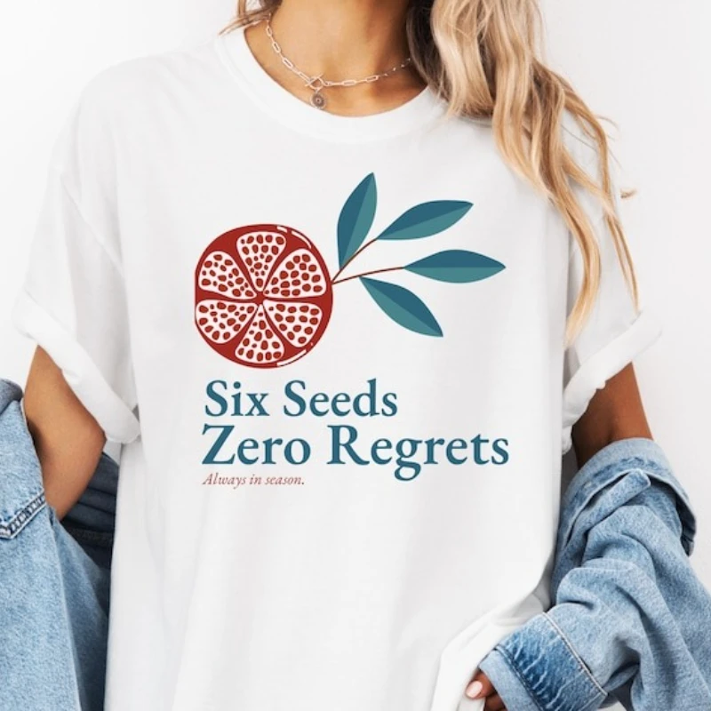 Camiseta de seis semillas con rastros cero, camiseta de mitología griega de persepófono, camisetas de Granada, camiseta griega feminista estética de diosa del inframundo