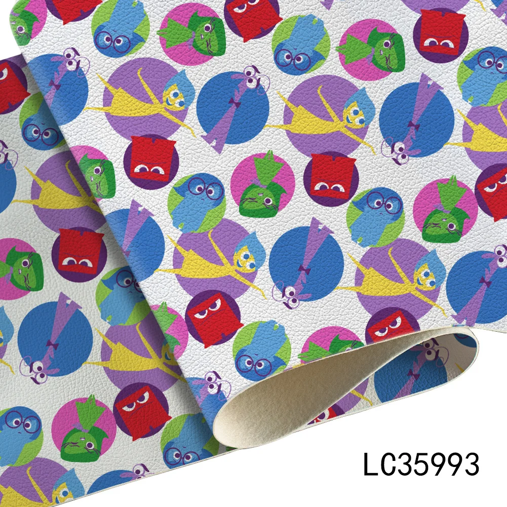 

30x22cm Disney Movie Inside Out Faux Leather Vinyl Lychee Litchi Grain for DIY Hair Bow Jewelry Earring Craft Making