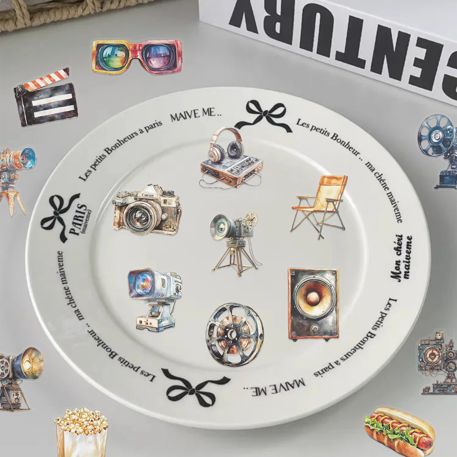 50 STKS Creatieve Filmprojector PET Transparant Materiaal Stickers Decals Voor Telefoon Laptop Notebook Koffer Gitaar DIY Cartoon