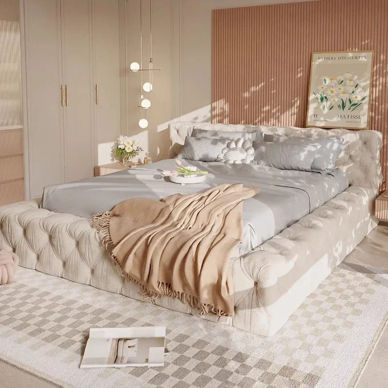# Cream Simple Soft Bed Princess Tatami Home Wedding Master Bedroom Bed Aesthetics Confortable Cheap Muebles Bedroom Furniture