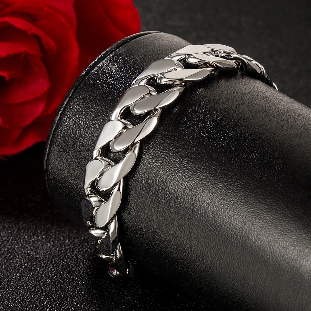 

Браслет-цепочка из стерлингового серебра 925 пробы в стиле хип-хоп, 10 мм, 12 мм, модное украшение для уличной моды, трендовый браслет для мужчин и мальчиков, подарок на день рождения