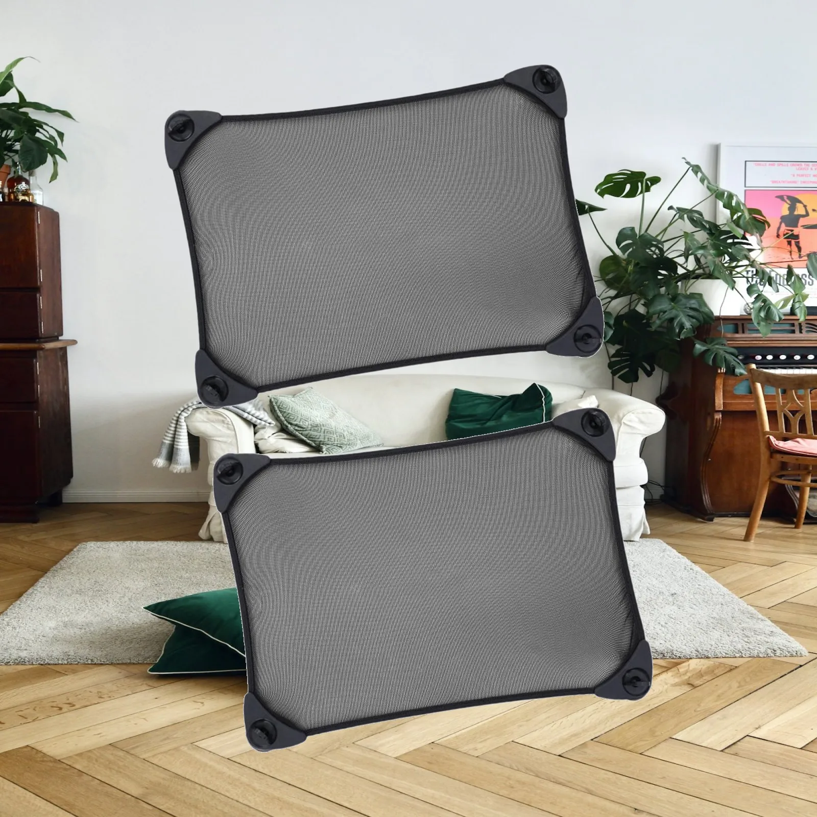 2x Universal Roof Sun Shades Foldable Practical Sun Protector Unobstructed Views Compact Sunshade for SUV Trucks Vehicle Cars