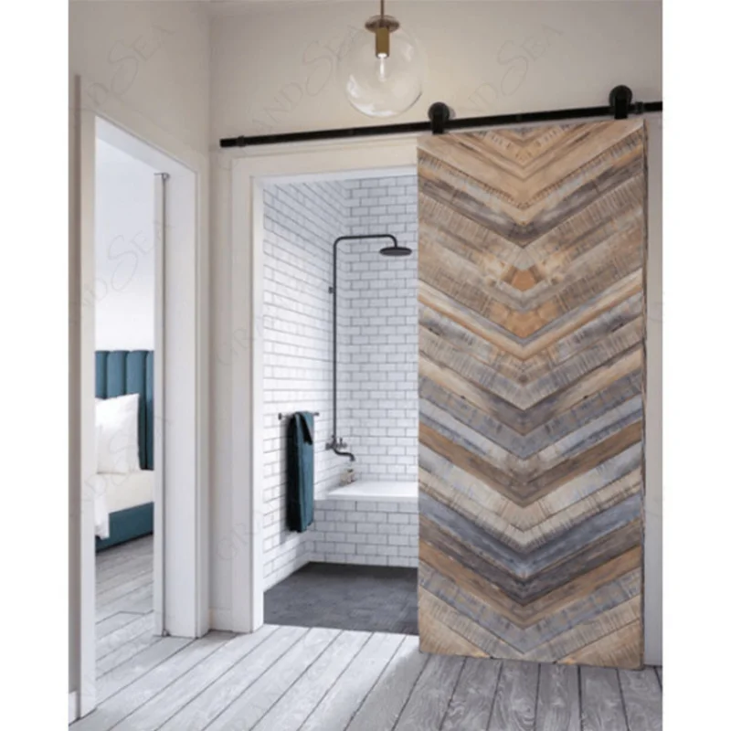 custom.American Country Style Pine InteriorRustic Sliding Barn Door Interior Locking Double BarnFor Toilet