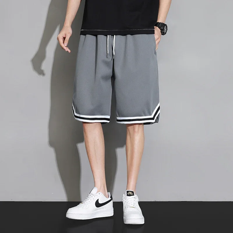 2026 Summer Thin Breathable Mesh Men's Basketball Shorts Baggy Quick Dry Streetwear Casual Knee Length Bermuda Board Short Male