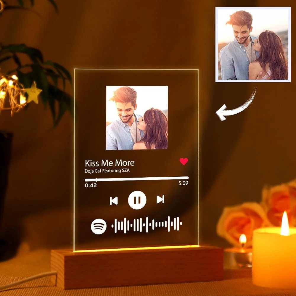 Personalized Music Photo Frame Night Light Customized Lovers Photo Frame For Anniversary Christmas Gift Support Dropshipping