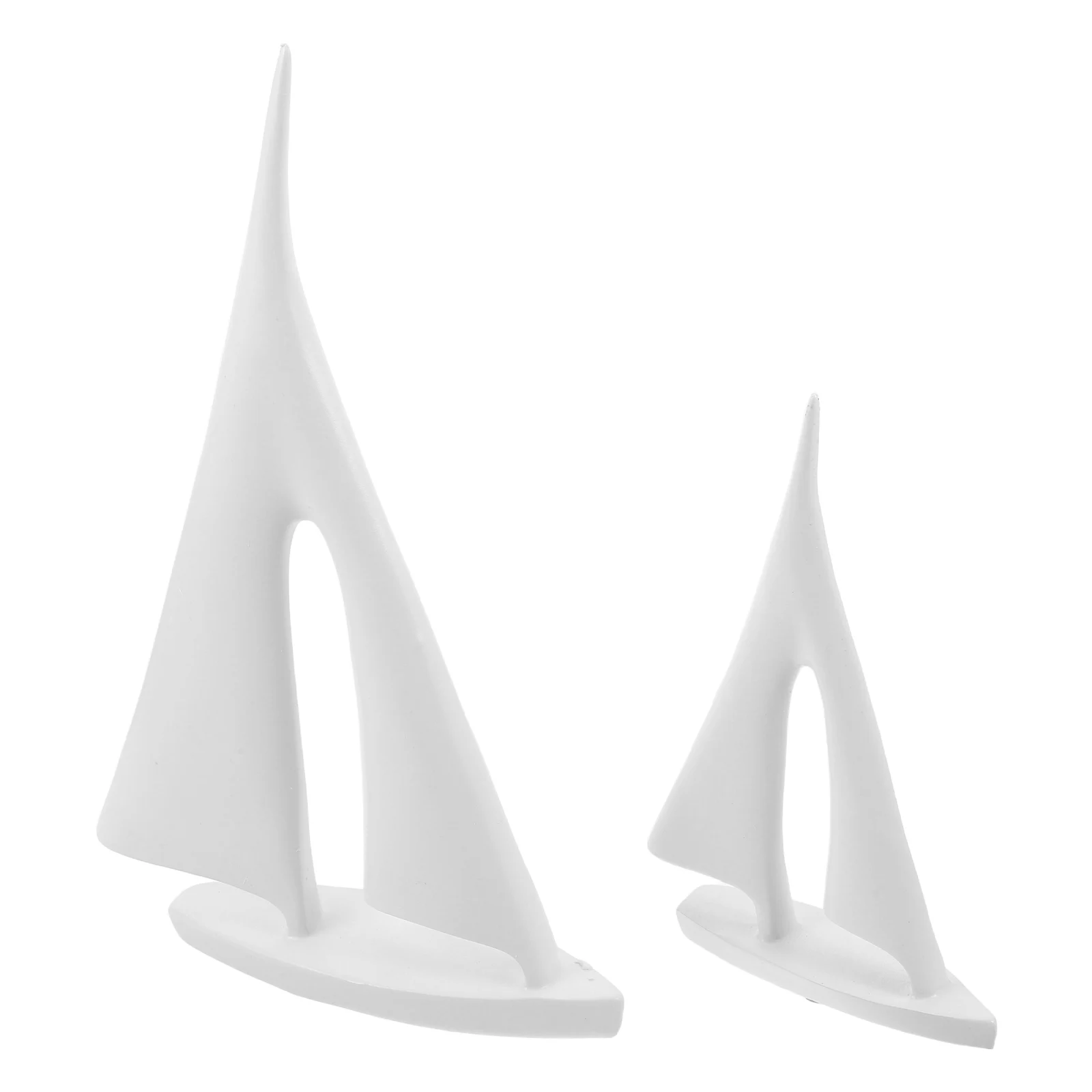 

2Pcs White Resin Sailboat Statue Minimalist Home Decor Gold Finish Nautical Centerpiece Bookshelf Living Room Cabinet