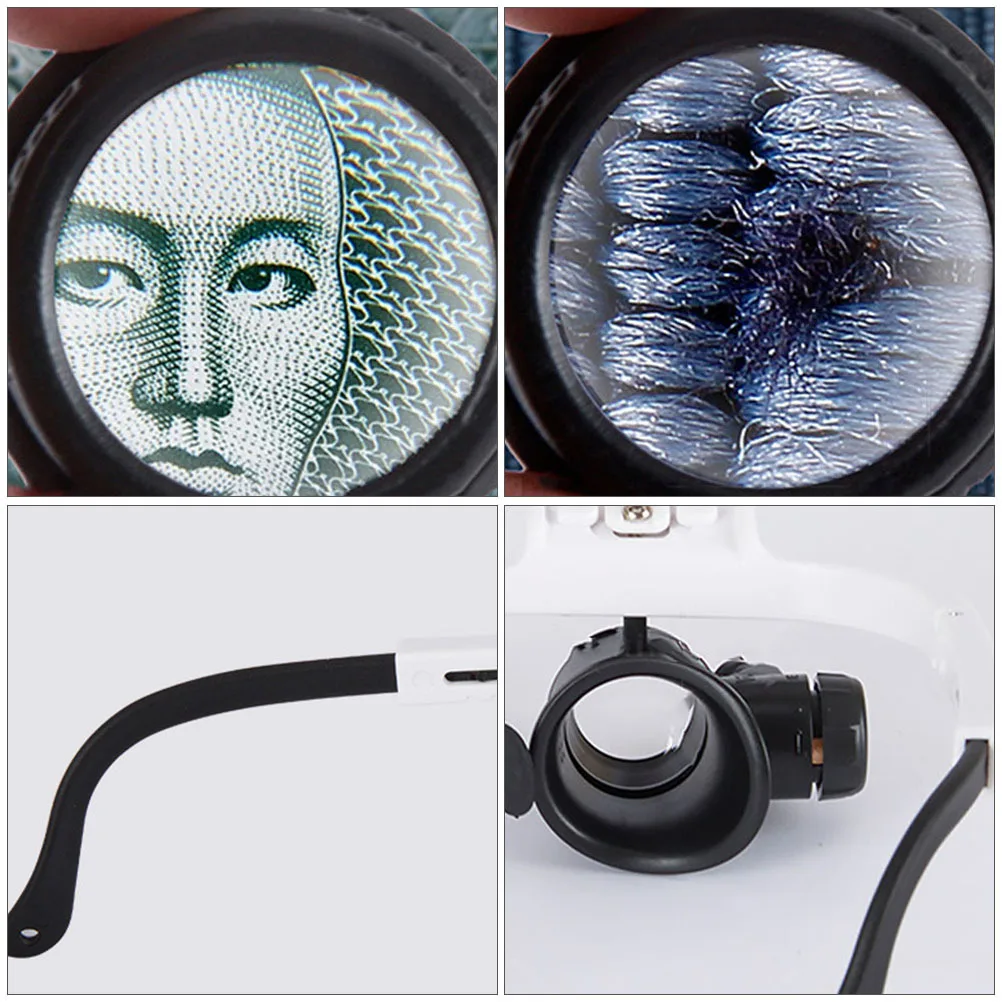 

LED Magnifier Interchangeable Lenses 7X 10X 15X 25X Head-Mounted Light White Black for Jewelry Stamps Coins LED Magnifier