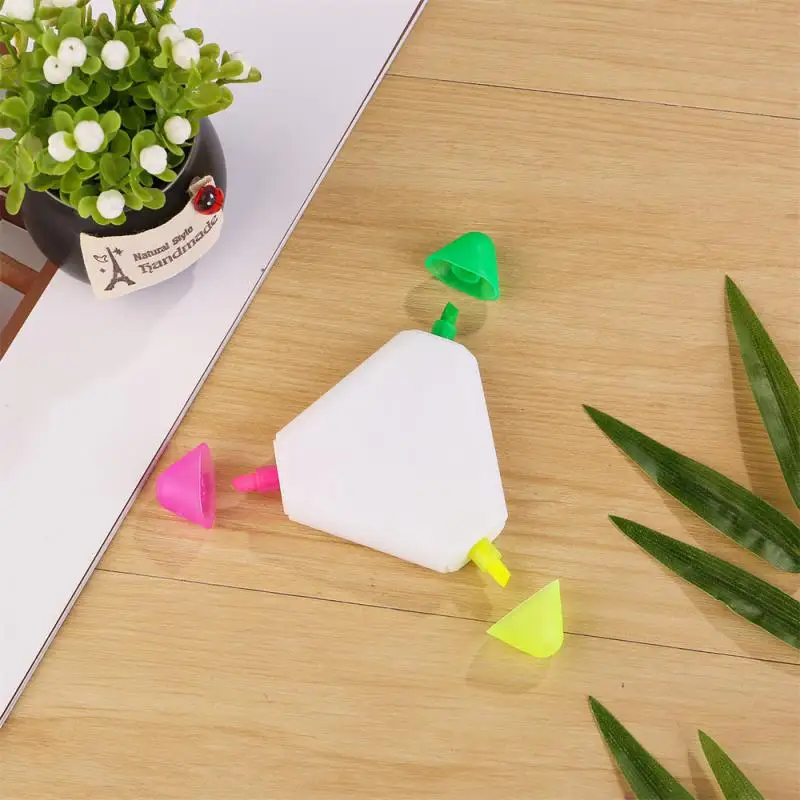 Creative Highlighters Triangle Writing Marker Pen for Student 3-in-1 Markers Triple Portable Marking Fluorescent Color Supplies