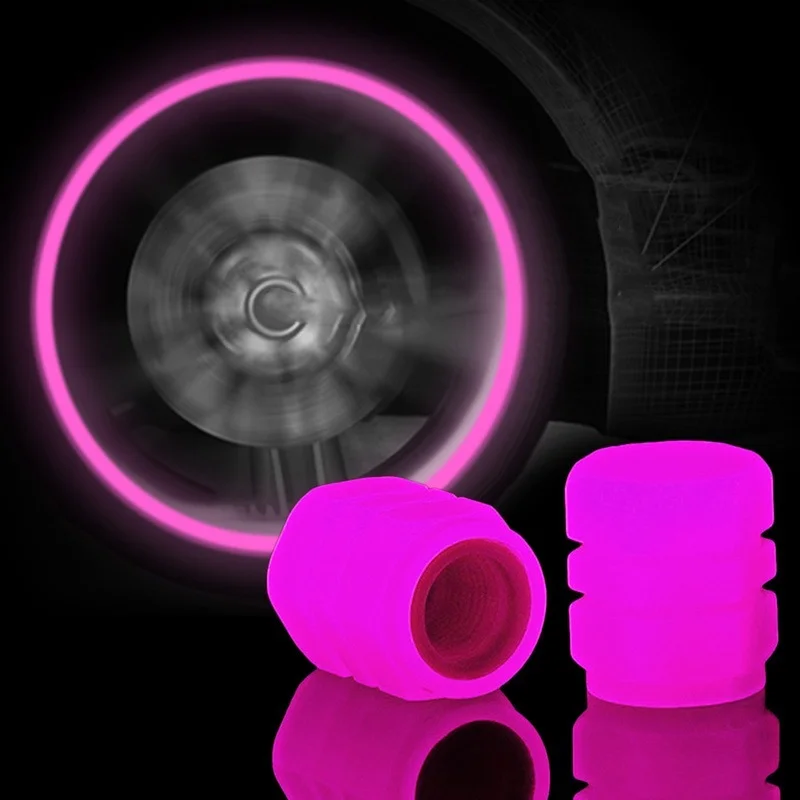 Luminous Tire Valve Cap Car Motorcycle Bike Wheel Hub Glowing Valve Cover Pink Red Tire Decoration Auto Styling Tyre Accessories