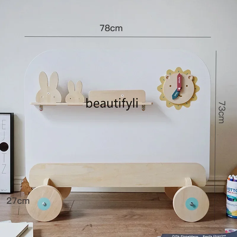 Estantería sencilla para libros con imágenes de bebé, pequeño juguete de almacenamiento de lectura de libros multicapa de suelo a techo, carrito móvil dos en uno