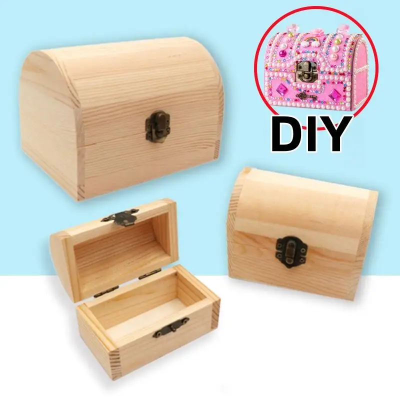 1/3Pcs Jewellery Keepsake Pine Plain Storage Wedding Wooden Arched Hinged Boxes Practical Decorate Wooden Box Trinket