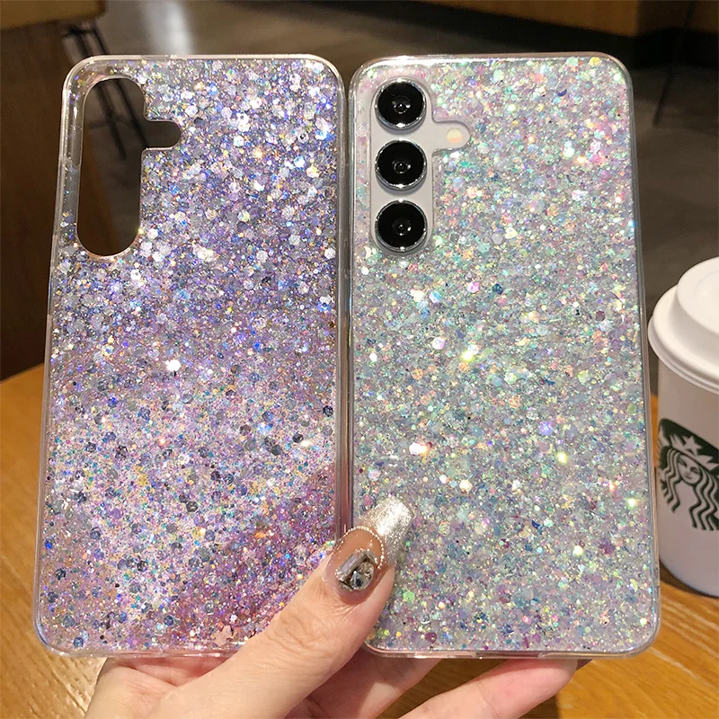 Luxury Glitter Epoxy Soft Silicone Case for Samsung Galaxy A06 S24 ULTRA A16 PlUS A23 A14 A54 A34 A25 A15 A05 A35 A55 A04S Cover