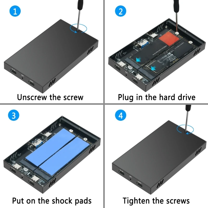 Obudowa SSD Double Bay M.2 NVME obsługą HUB USB3.2 GEN2 10G Type C 10 Gbps