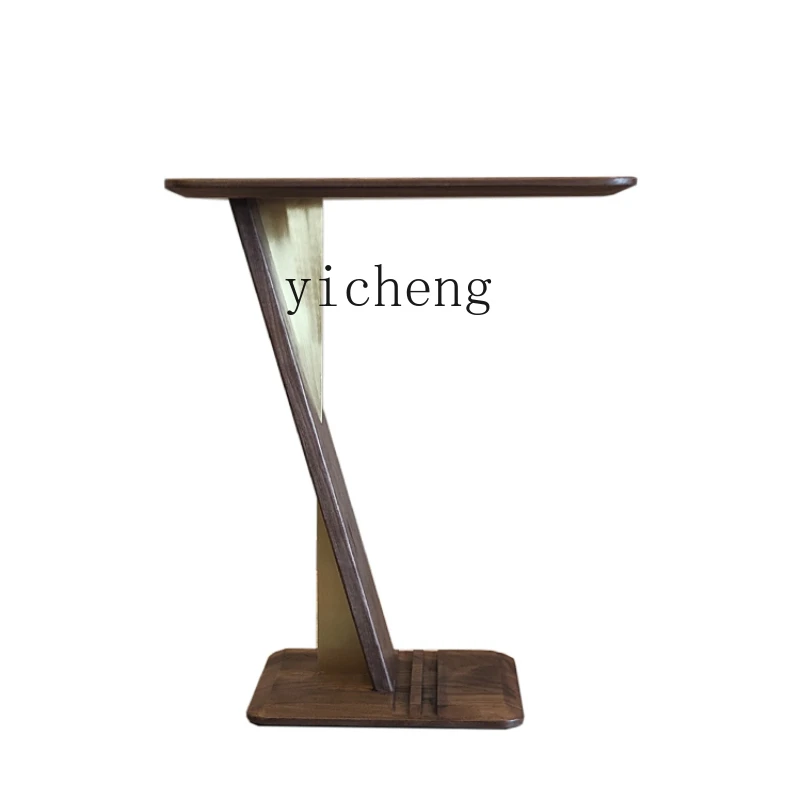 

ZM Black Walnut Side Table Sofa Side Cabinet Corner Table Multi-Functional Small Coffee Table Log Coffee Table