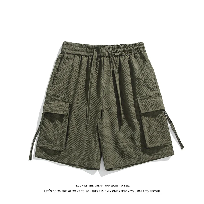 

New Summer Cargo Shorts Men Casual Jogger Baggy Sweatshorts Drawstring Waist Side Big Pockets Outdoors Work Pants