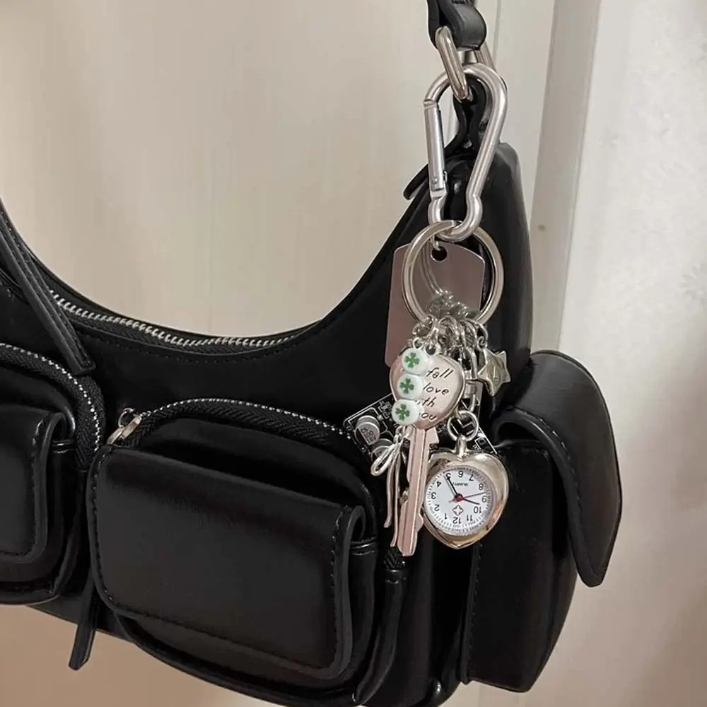 Mechanical Elements Pocket Watch Pendant Guitar Pick Couple Style Handmade Vintage Keychain Alloy Bag Charm Watch Hanging Charm