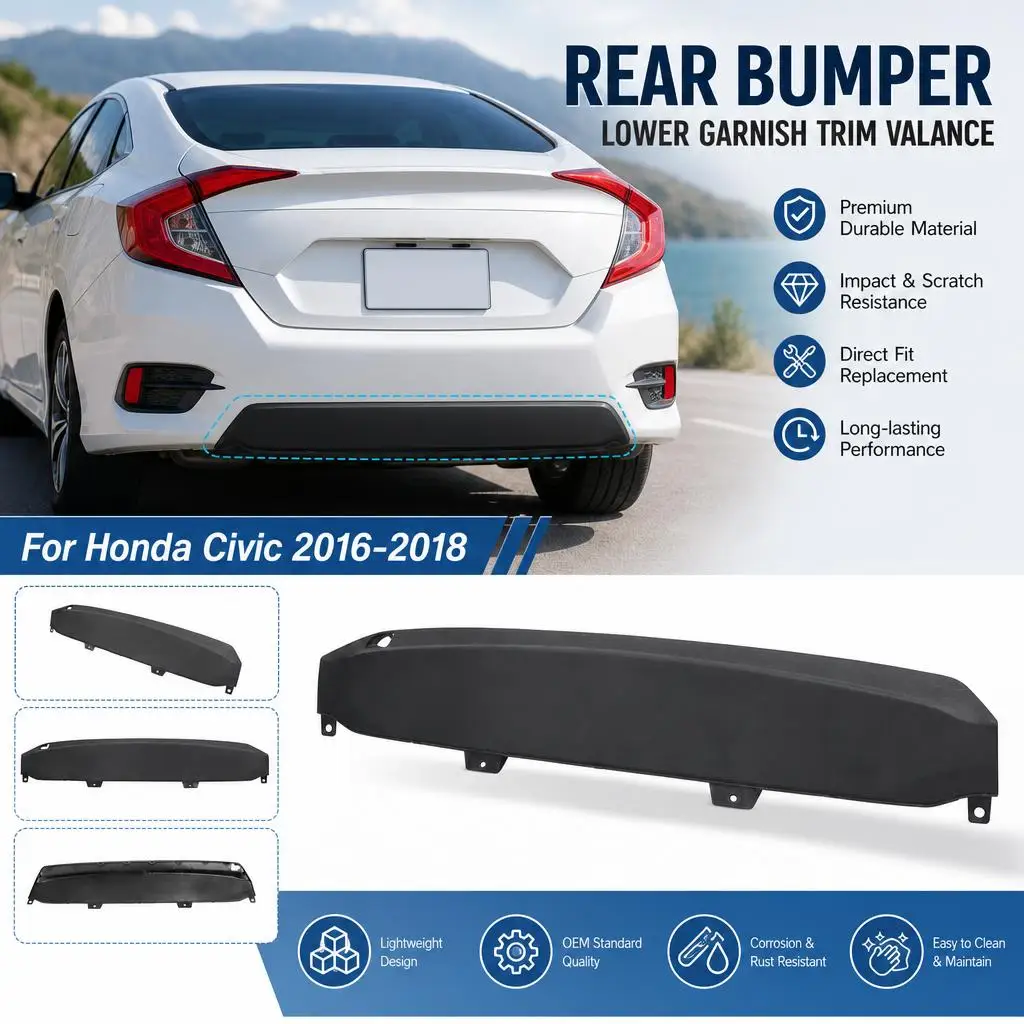 Rear Bumper Lower Garnish Trim Valance Plastic 71502TBAA00 For Honda Civic 2016-2018 Car Accessories New