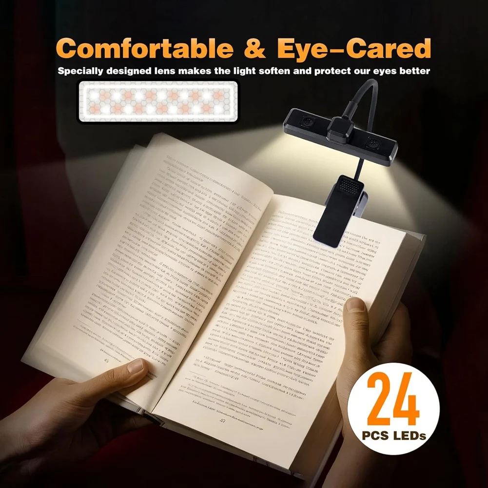 【Festival】Rechargeable Clip-On Led For Book Light 3-Color& 9-Brightness Levels, Rotatable Eye-Care Functionality For Book Lovers