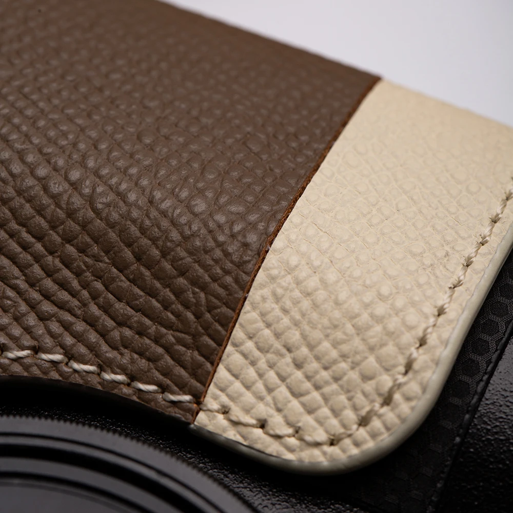 Color Blocking GR IV Half-Wrap Case Cover GRIV Genuine Leather Half Case Protector for Ricoh GR4 GRIV Case Handmade Camera Bag