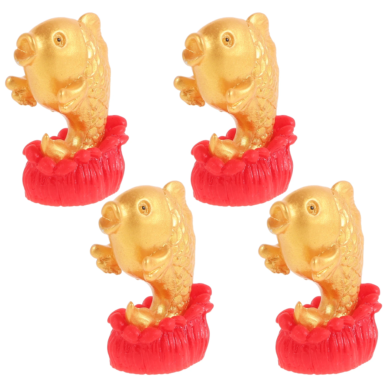 

4 Pcs Wealth Decoration Ornaments Fish Statue Koi Trinkets Figurines Home Crafts Fishing Statues