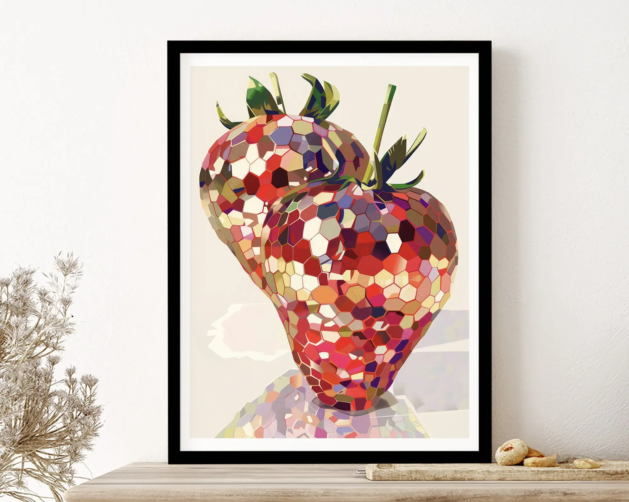 Disco Strawberry Tomato Cherry Art Print Gorgeous Disco Mirror Ball Bowl Strawberry Fashion Kitchen Wall Art Print Poster