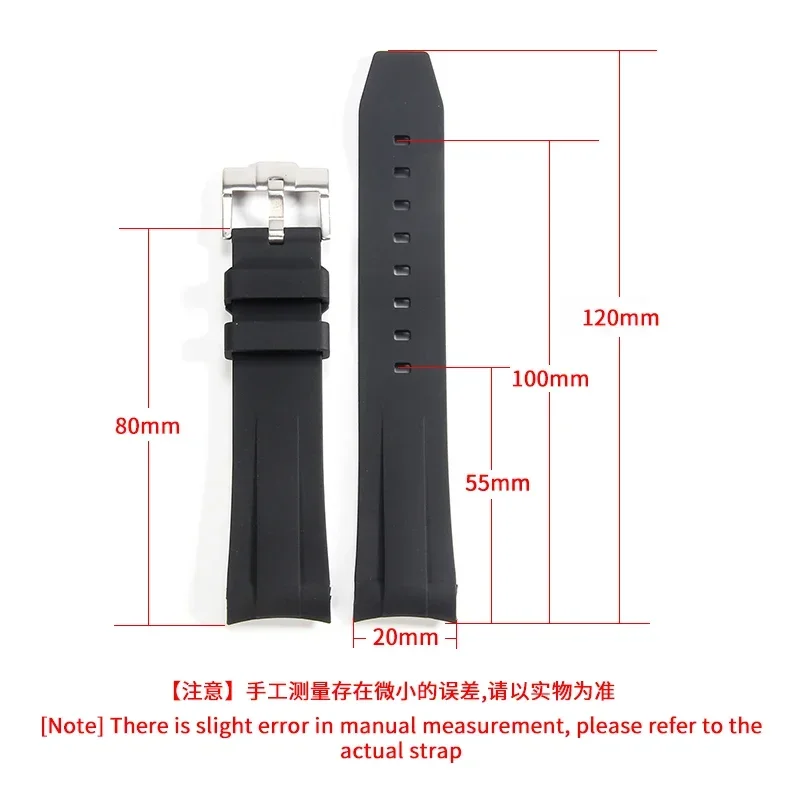 Rubber Men's Arc Interface Silicone Watch Strap for Rolex Green Black Water Ghost Submariner Yacht Famous Accessories 20mm