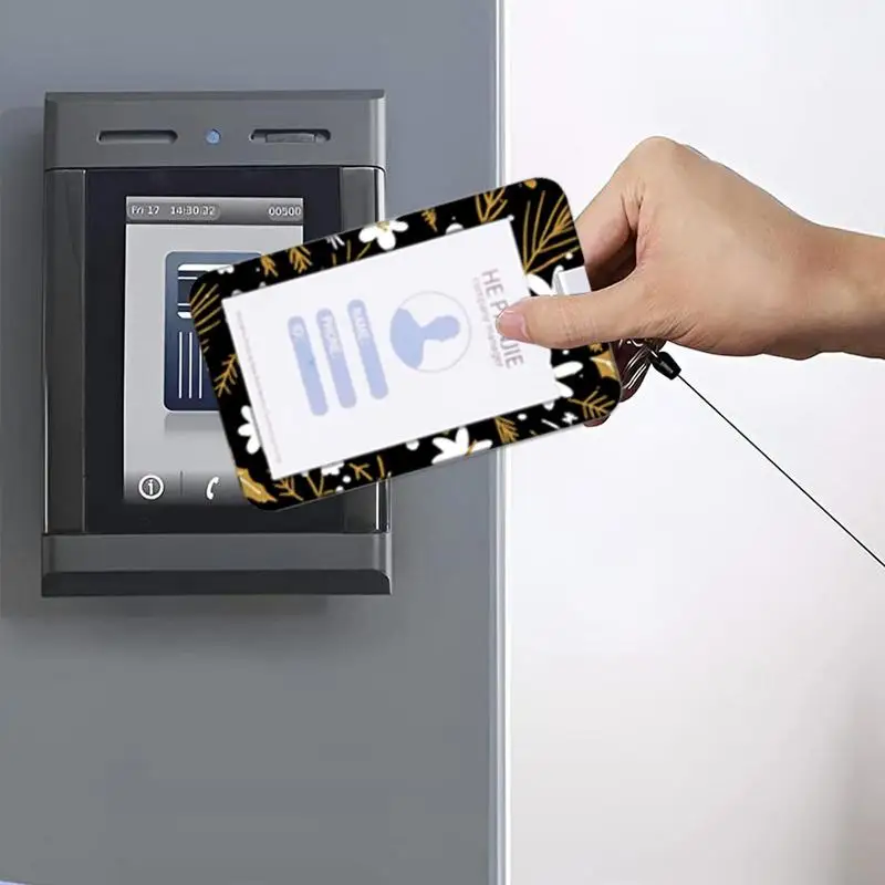 Identity Card Holder Flower Design Card Case Protector With Retractable Reel Belt Clip Badge Sleeve With Lanyard For Driver's