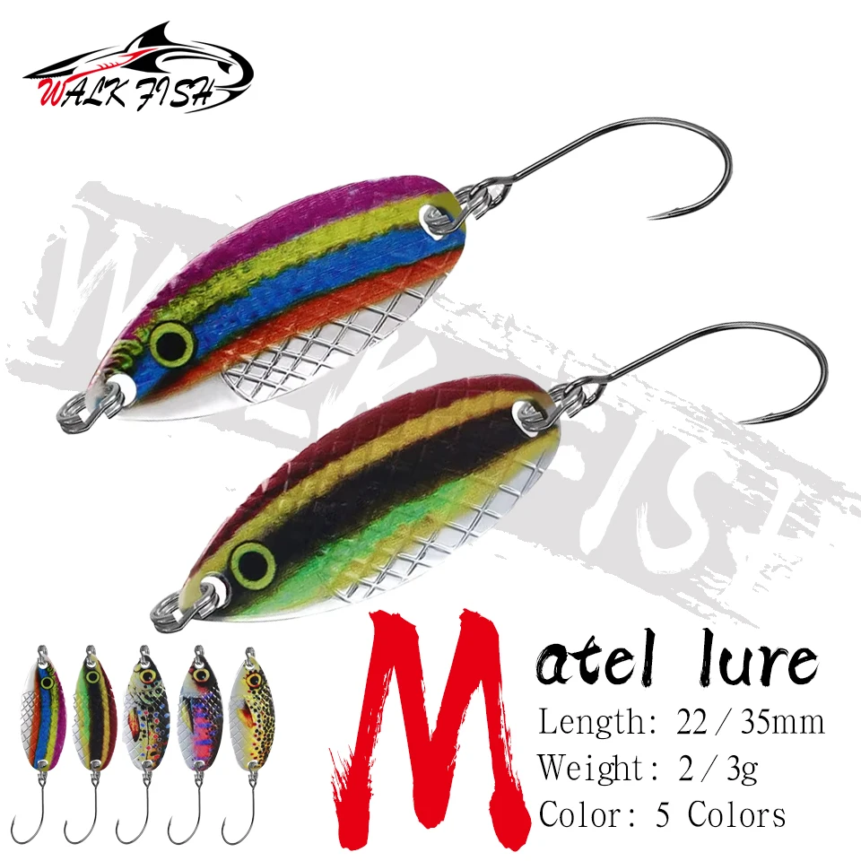 WALK FISH 1Pcs 2g/3g 22mm/35mm Metal Spinner Lure Sequined Stream White Strip Melon Seeds  Spinning Pesca  Artificial Bait