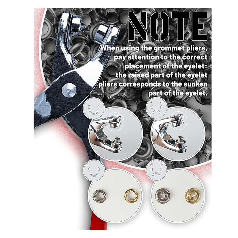 500Pc 1/4 Inch Grommet Tool Kit Grommets Kit With 500 Metal Gold And Silver Leather, Shoes