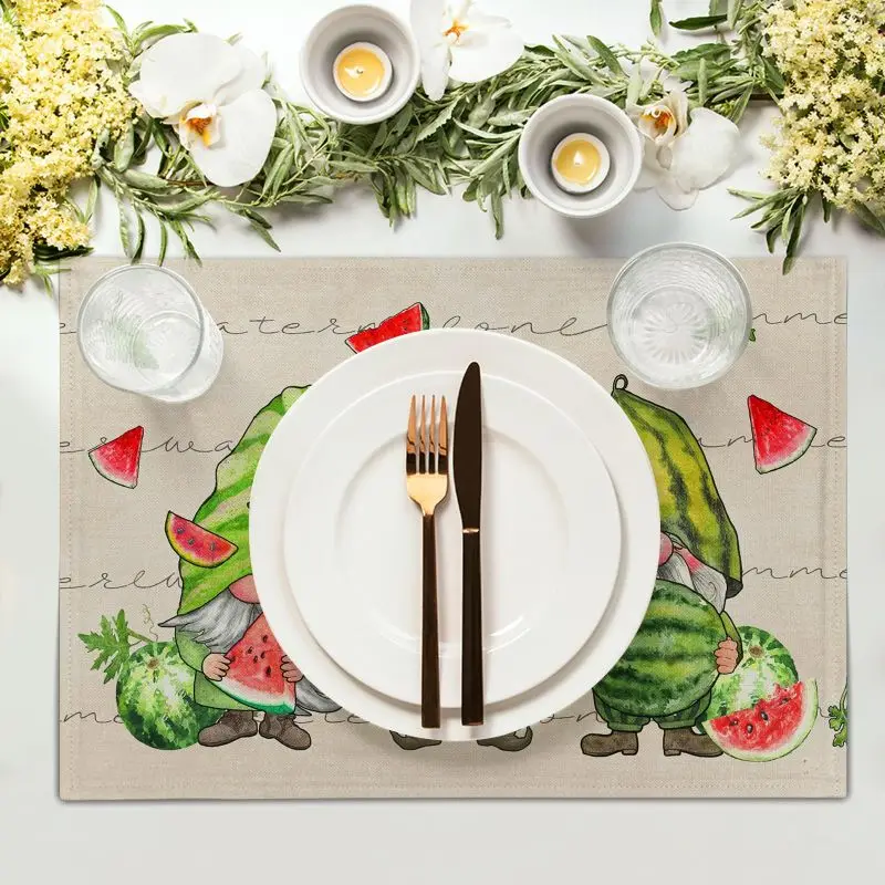 VIKAMA 2/4/6PCS Summer Fresh Farmhouse Placemats Heat Resistant Washable Non Slip Kitchen Home Decor Dining Table Mat