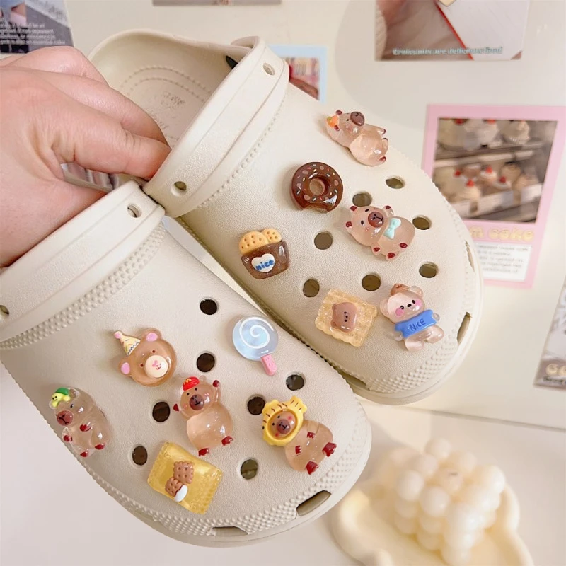 10/12Pcs Animal Capybara Snake ABS Lovely Shoes Charms Ornament Boys Girls Clog Buckle DIY Phone Case Birthday Present