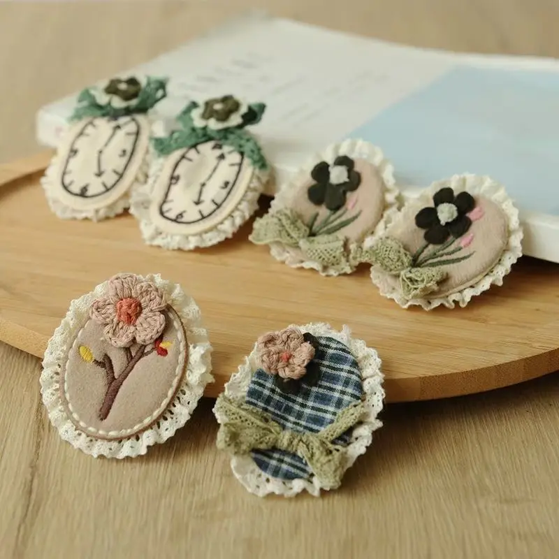 Lace Crochet Flower Brooch Handmade Vintage Sweet Mori Bag Clothes Pin Artistic Unique Premium Soft Cotton Gift