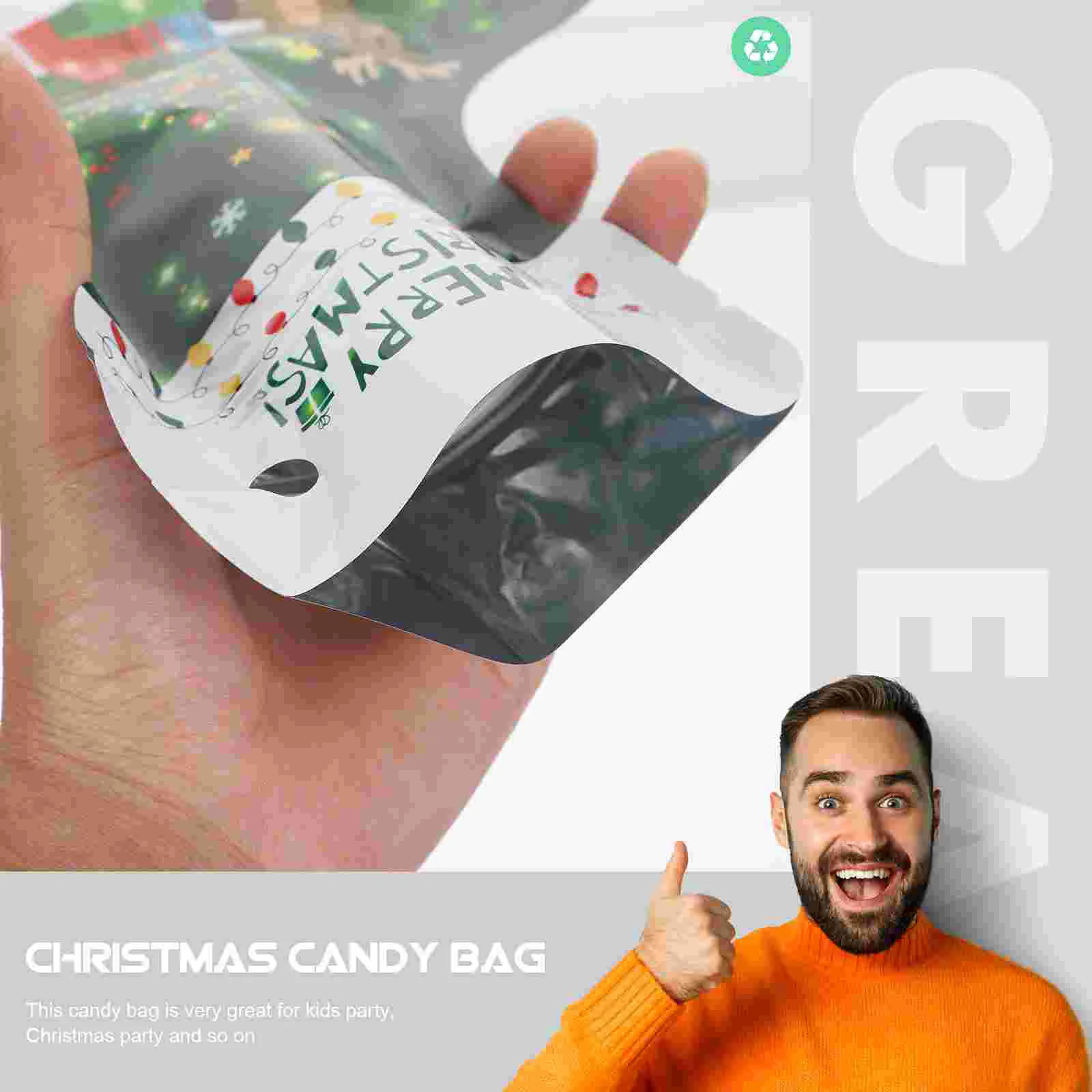 20 Pcs Christmas Candy Bag Self-sealing Bags Sock Package Packing Pouches Self-supporting Wrapping Xmas Gift