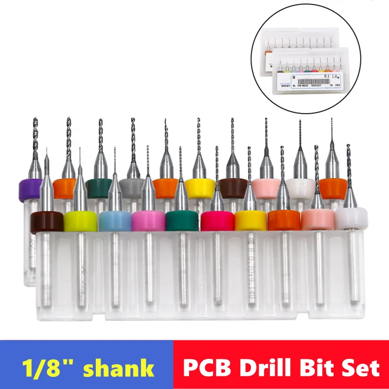 Hard Alloy PCB Drill Bit Set 1/8' (3.175mm) Shank Diameter Micro Drill Bit, Suitable for Plastic Drilling of PCB Circuit Boards