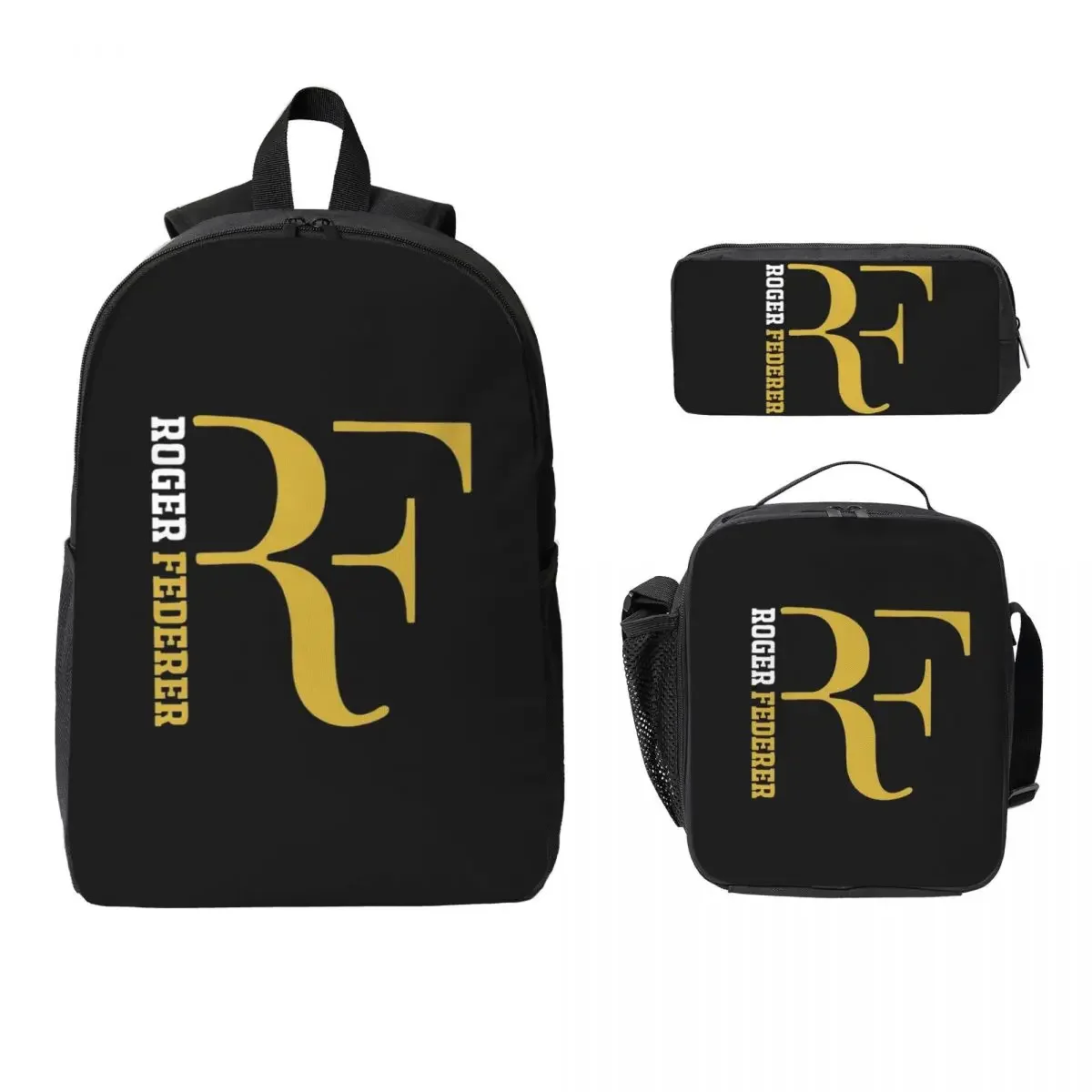 Roger Federer Backpack Student Boys Girls BookBag School Bag Computer Shoulder Bags 3ps Insulated Lunch Bag Pencil Case