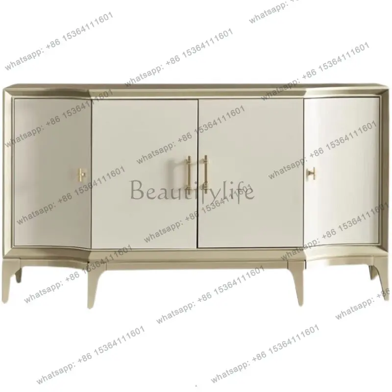 

American rural all-solid wood porch cabinet modern simple entrance foyer decorative cabinet champagne gold