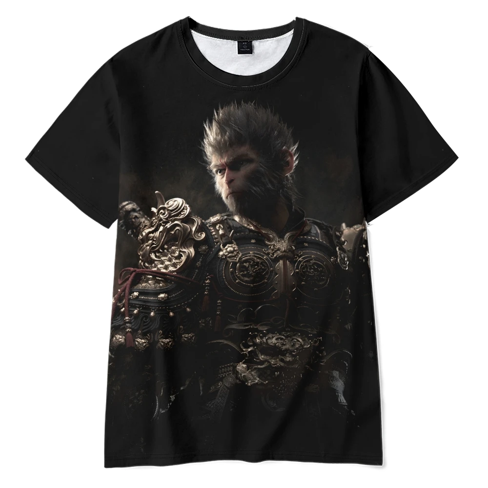 Черная футболка Wukong в стиле унисекс с коротким рукавом и круглым вырезом в подарок