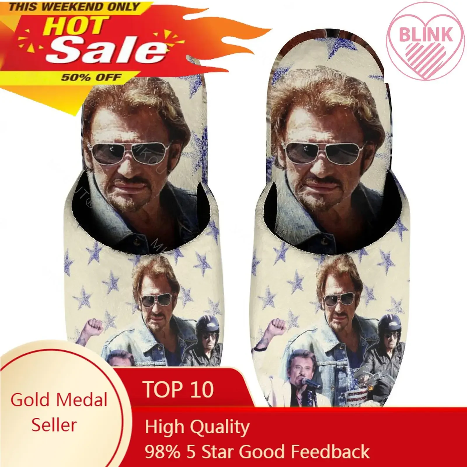 Johnny Hallyday 12 Warm Cotton Slippers For  Men Women Thick Soft Soled Non-Slip Fluffy Shoes  Indoor House Slippers Shoe