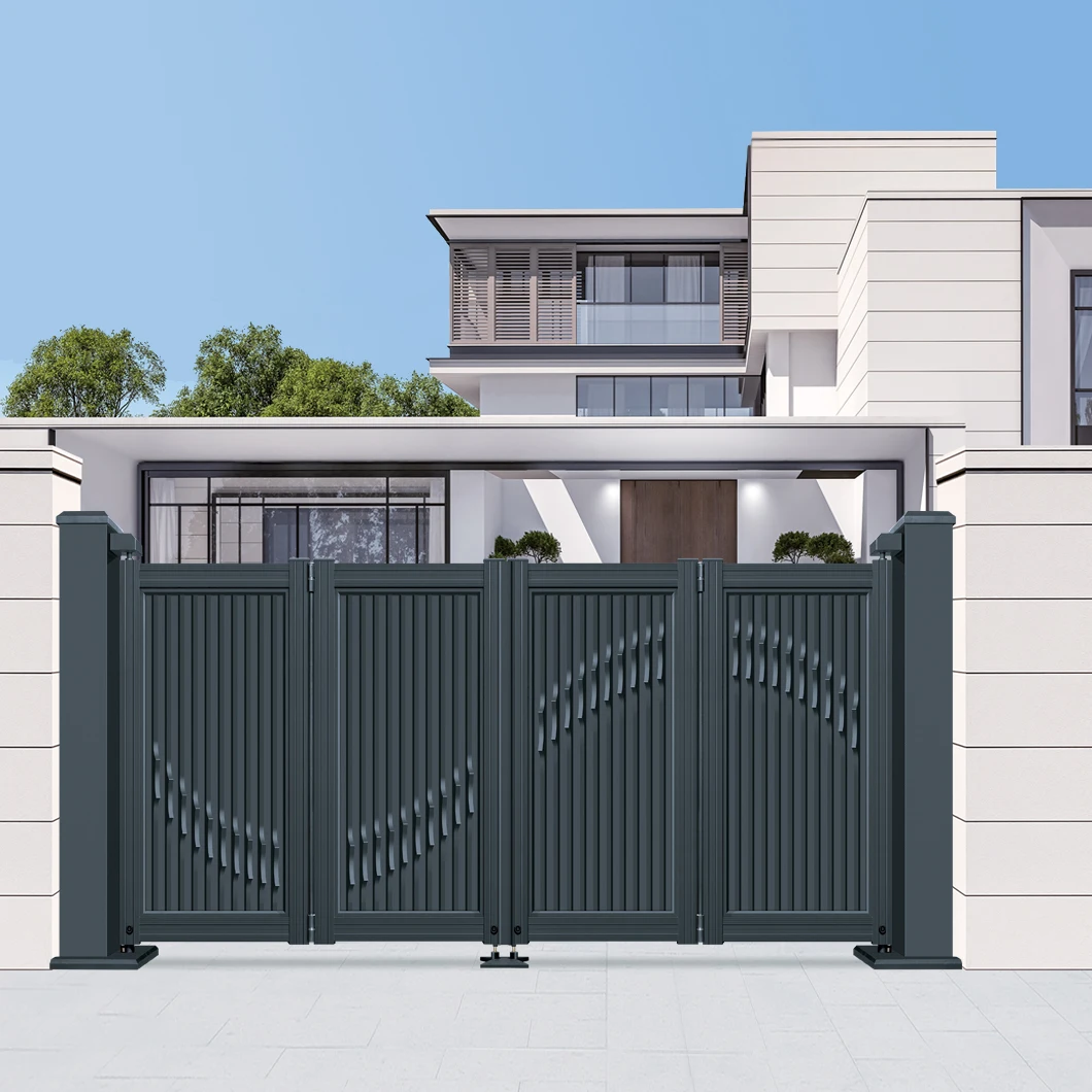 Customization Aluminum Alloy  Villa Estate Automated Entrance Security Durable Sliding Automatic Apartment Electric Folding Gate