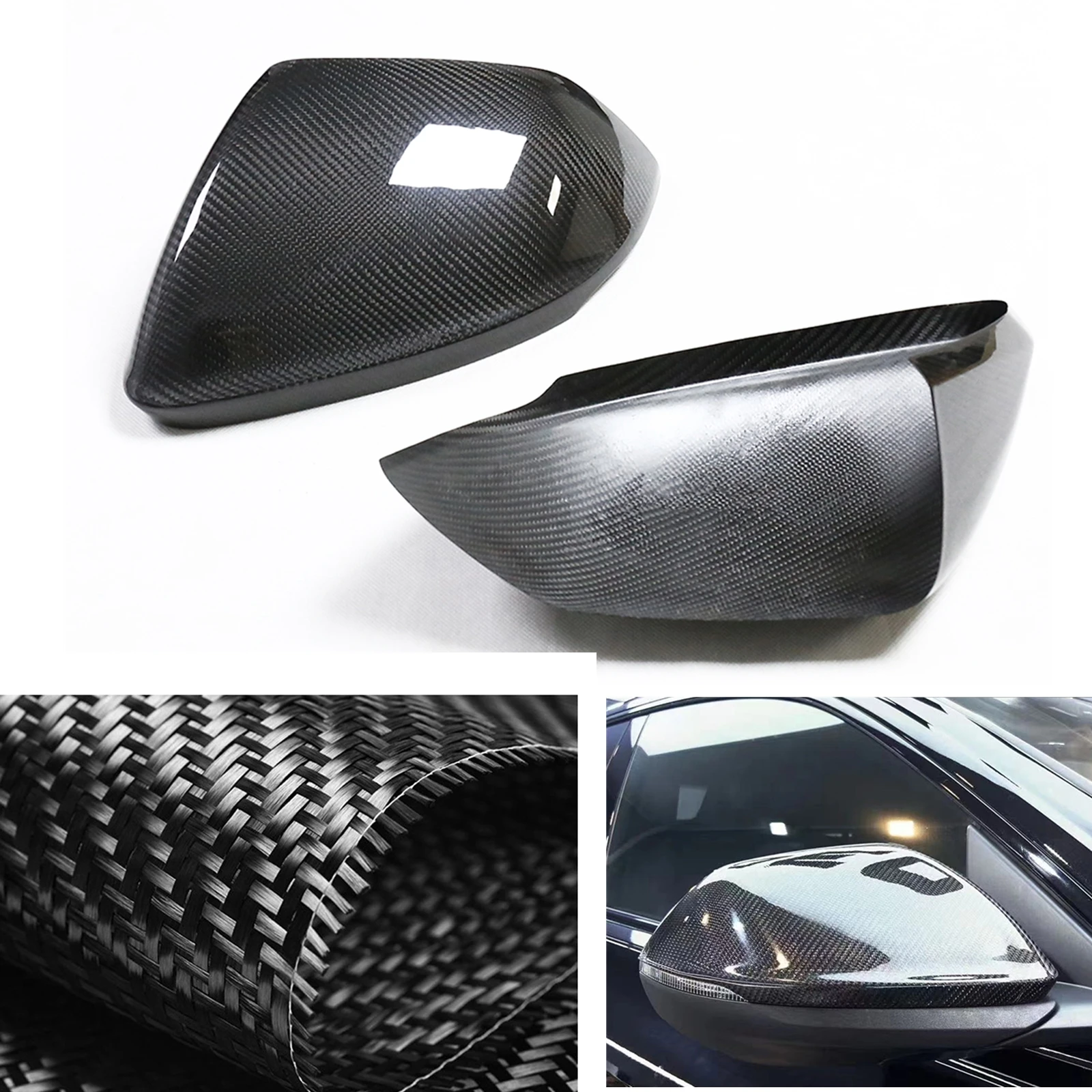 Carbon Fiber Car Mirror Cover Exterior Rear View Caps Reverse Case Shell Add On For Audi Q8 SQ8 RSQ8 For Lamborghini URUS