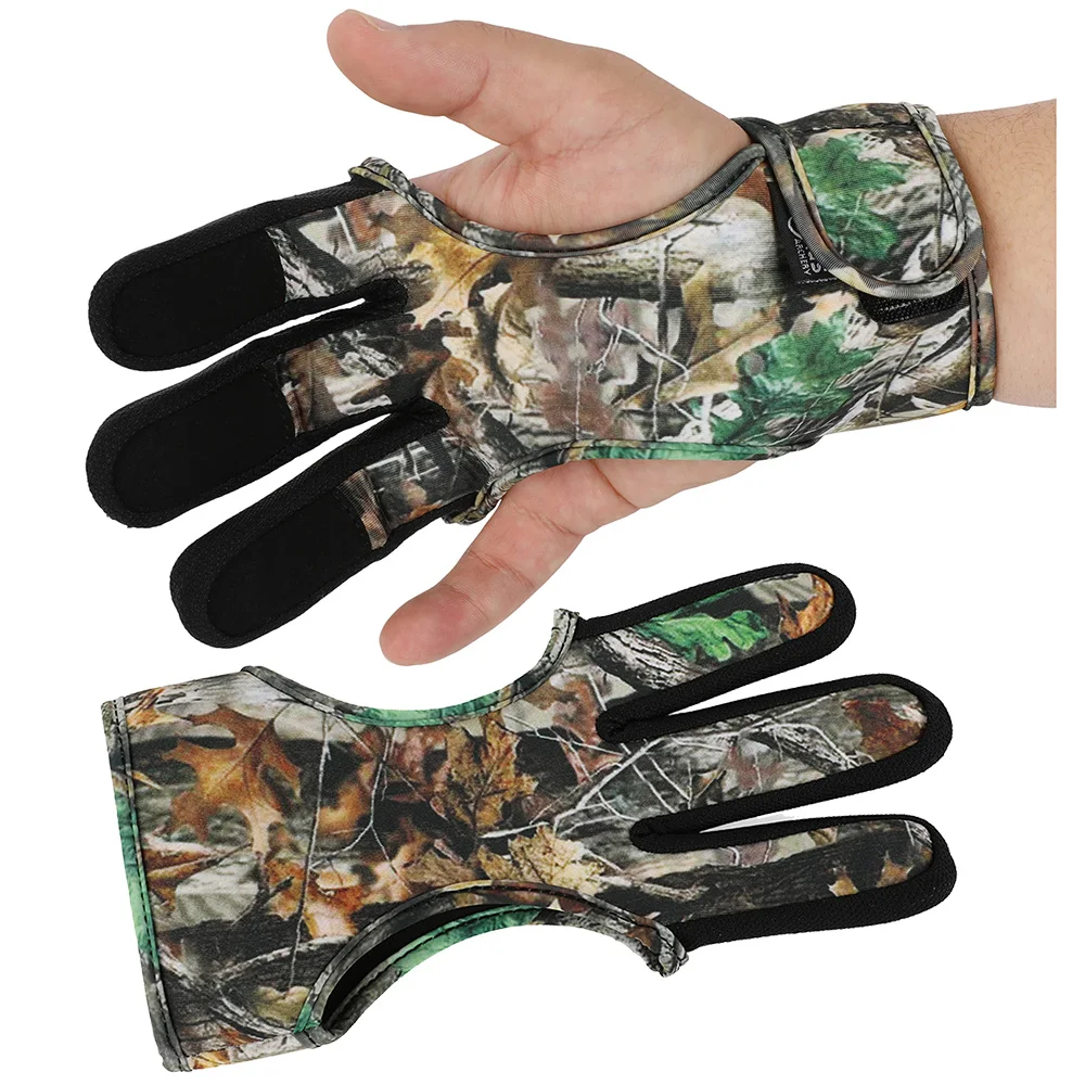 

Hunting Bow 3 Fingers Guard Camo/Stripe Finger Tab Diving Fabric Protective Gear Archey Shooting Hunting Target Accessories