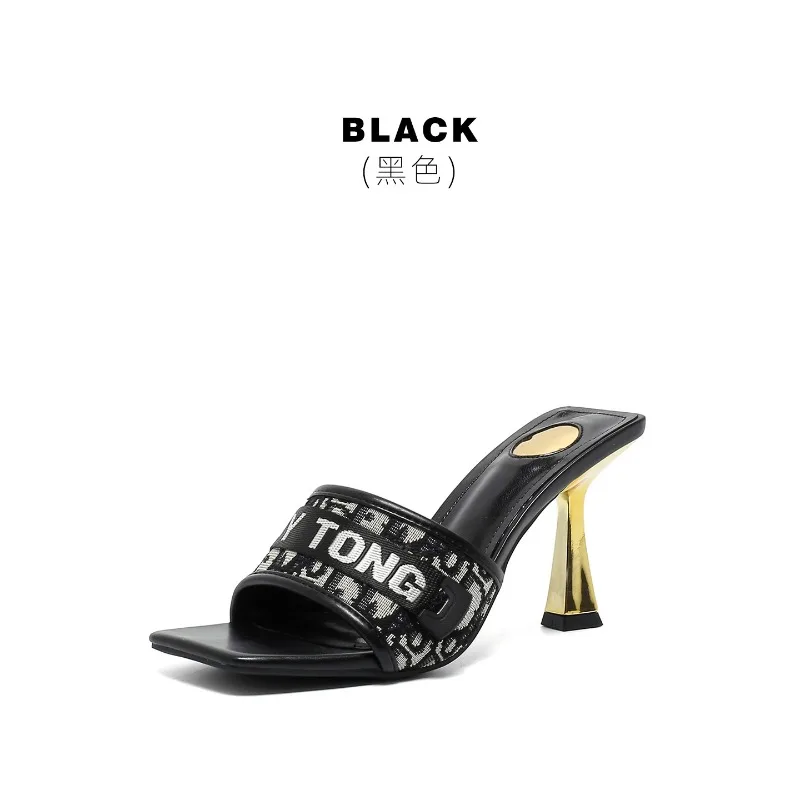 New Women's Fashion Square Head Sexy High-heeled Sandals Versatile High-heeled Cool Slippers Size 35-41