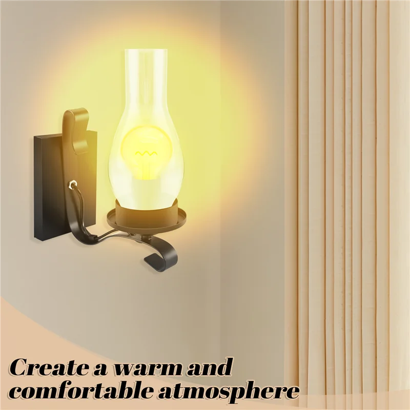 

A07F-Vintage Rustic Wall Lamp In Glass And Mood Light Decorative Lamp For Bedroom (Does Not Contain Bulbs)