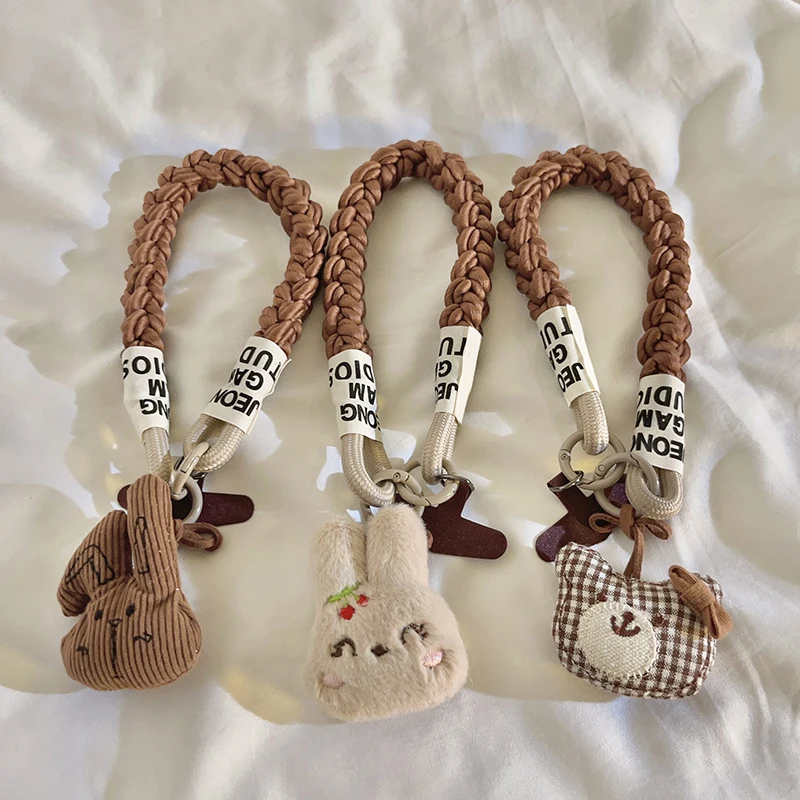 

Cute Rabbit & Bear Phone Lanyard - Goes with Any Phone Case, Fits Car Keys/Earphones, Wrist Strap for Girls