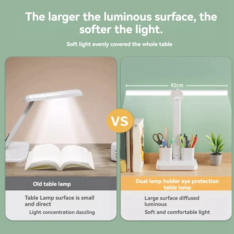 MAKE LED-Lâmpada de mesa-Luz-Com-2-Pen-Suportes-Control-Touch-Plegável-Olho-Cuidado-Lâmpada de mesa-Para-Escritório-Home-Reading-Study