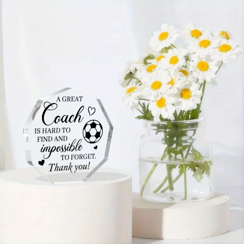 Acrylic Coach Appreciation Plaque, Team Member Thanks Gift Office Decor Desk Statue