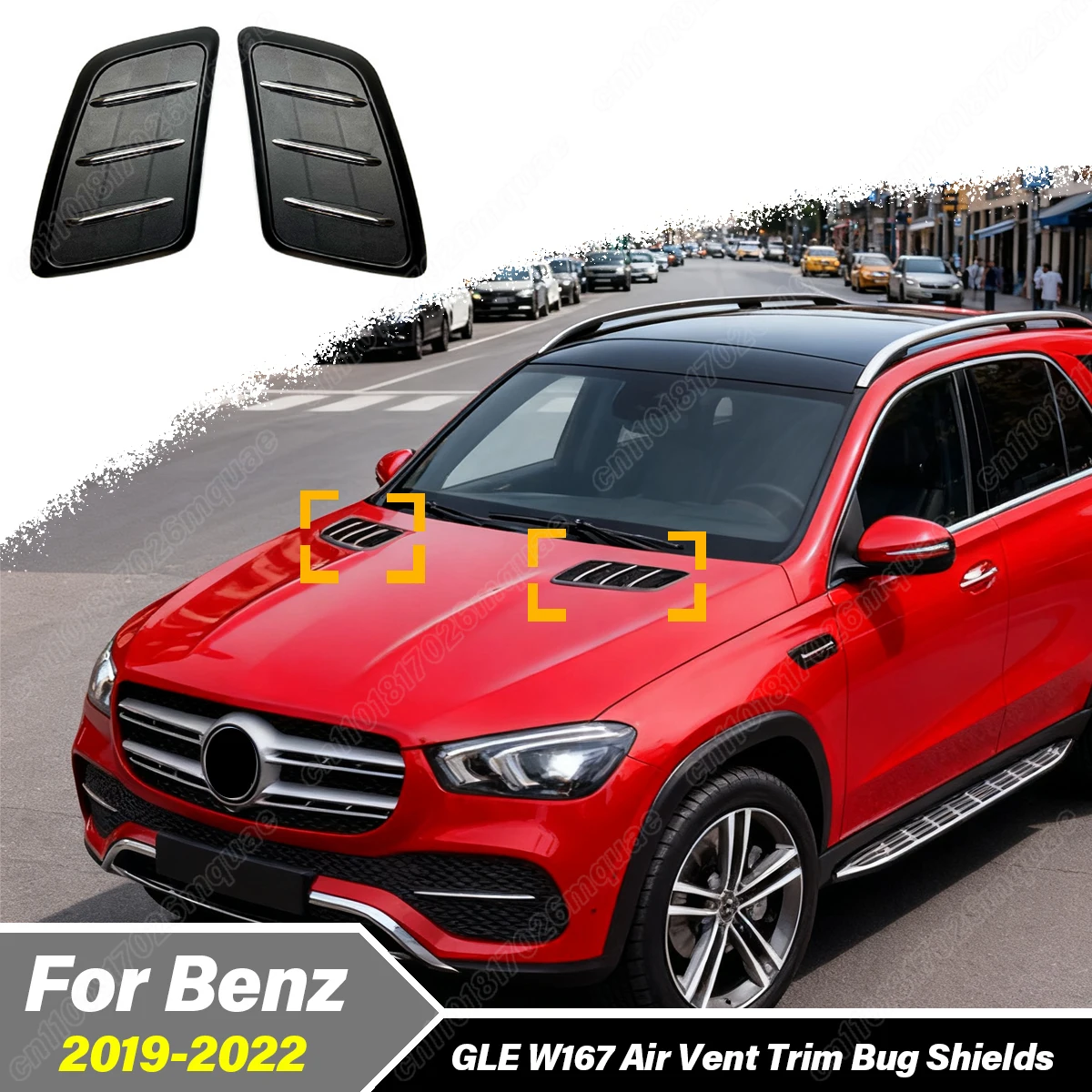 

For Mercedes Benz GLE W167 2019 2020 2021 2022 Automobile Front Engine Air Vent Trim Bug Shields Modification Decoration Kit