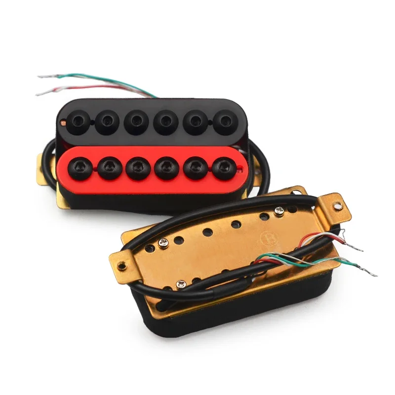 Electric Guitar Humbucker Big Adjustable Screw Dual Coil Guitar Pickup with 4 Conduct Cable/Coil Splitting Black/Red